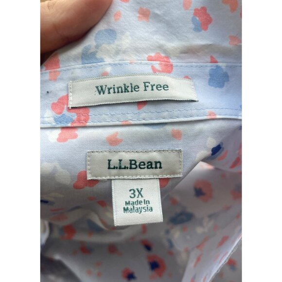 L.L Bean Floral Cotton Button Down Shirt Top Size 3X Wrinkle Free Long Sleeve - Picture 3 of 5